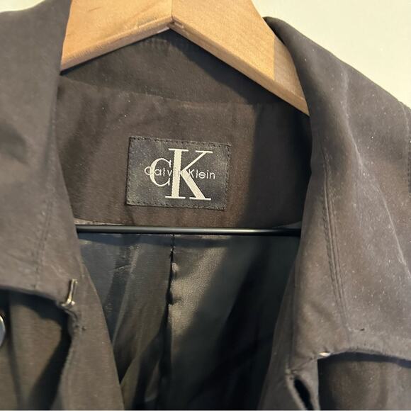 Vintage Calvin Klein Black Faux Suede Coat Jacket Large - Picture 7 of 12